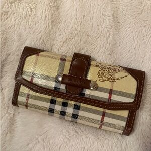 Burberry Tan and Brown Plaid Wallet